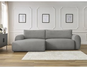 Tmavosivá menčestrová rozkladacia rohová pohovka (ľavý roh) Lucien – Bobochic Paris