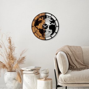 Dekorativní nástěnné hodiny WALLIE WOODEN WORLD MAP 56 cm ořech/černé