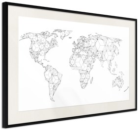 Artgeist Plagát - Geometric Map [Poster] Veľkosť: 45x30, Verzia: Čierny rám s passe-partout