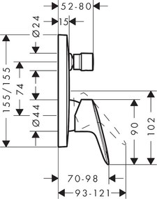 Hansgrohe Logis, vaňová batéria pod omietku, čierna matná, HAN-71405670