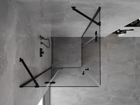 Mexen Mist-H Duo, 2-krídlový výklopný sprchový kút 120 x 120 cm, číre sklo, čierny profil, 8A5-120L-120P-70-00
