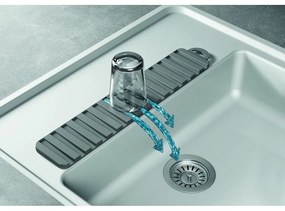 Sivá plastová odkvapkávacia podložka na riad 42x8 cm Gravity – Metaltex
