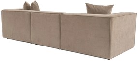 Trojmiestna pohovka Sora s rámom zo 100% hrabového dreva 325 x 102 cm, kapučínová