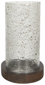 Sklenený svietnik Olív s kovovou podestou - Ø 22 * ​​33 cm
