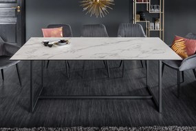 Jedálenský stôl Symbiosis 200cm - keramický vzhľad bieleho mramoru