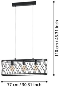 Eglo 43554 - Luster na lanku GILTSPUR 3xE27/40W/230V