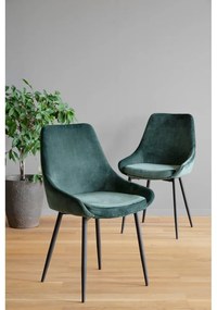 Tmavozelené zamatové jedálenské stoličky v súprave 2 ks Sierra - Rowico