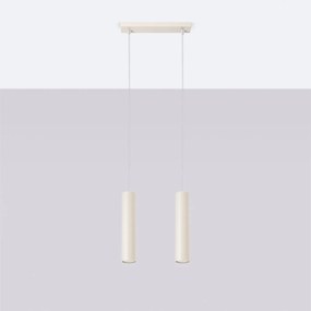 Závesné svietidlo Lagos, 2x béžové kovové tienidlo