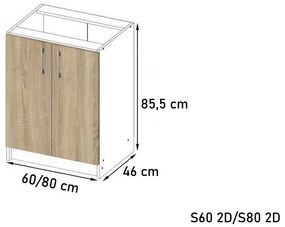 Kuchynská skrinka dolná s pracovnou doskou SALTO 2D - 80