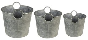 3ks plechové zinkové antik obaly na kvetináče - Ø 32*25 / Ø 29*23 / Ø 26*21 cm