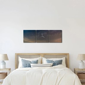 Obraz nočnej oblohy (s hodinami) (90x30 cm)