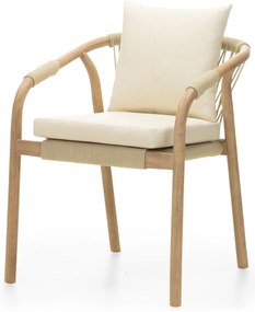 Zahradní židle Rovigo z masivu světlé akáciové dřevo/béžová