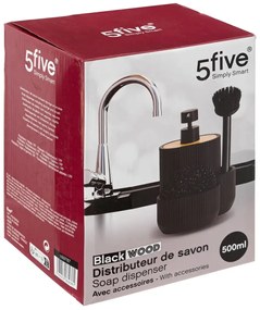 Dávkovač saponátu Blackwood, čierna/s drevenými prvkami, 500ml