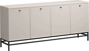 Komoda Lorini 200 cm štvordverová - kašmír / čierne úchytky / kovový podstavec