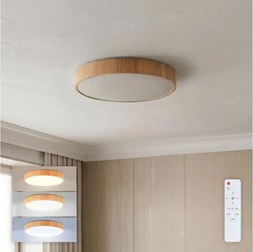 Brilagi - LED stmievateľné stropné svietidlo POOL LED/36W/230V Ø 30 cm, drevený dekor + diaľkové ovládanie