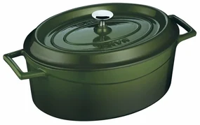 LAVA Metal Liatinový oválny hrniec zelená, 4,8 l, pr. 29 cm