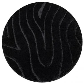 Kúpeľňový koberček SUPREME WAVES vlny, čierny kruh