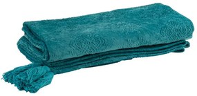 Tyrkysový pléd Fayol so strapcami -130 * 180 cm