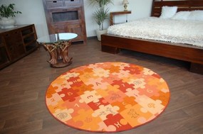 Detský guľatý koberec PUZZLE oranžový