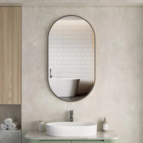 Erga Oval, oválne zrkadlo 55x100cm, čierny rám, ERG-V01-OVAL-5510-BK