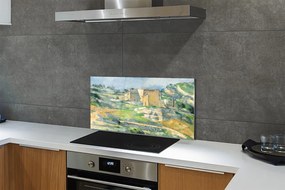 Sklenený obklad do kuchyne Art maľoval dom na kopci 140x70 cm