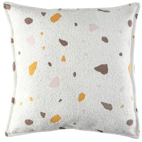 Krémový detský pohovkový vankúš z textílie buklé/ženilkový Terrazzo Block – Wigiwama