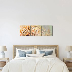 Obraz - Maľované rastliny (s hodinami) (90x30 cm)
