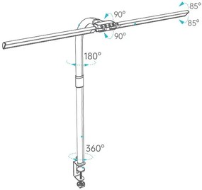 Stolná LED lampa FILO, svorka, USB, diaľkový ovládač