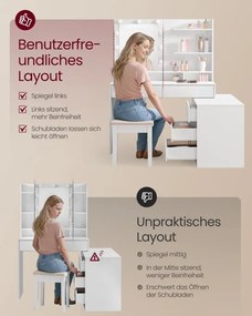 Toaletný stolík so zrkadlom a LED osvetlením RDT140WB01