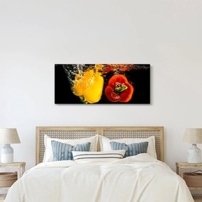Obraz - papriky vo vode (120x50 cm)