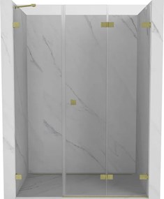 Mexen Lunar-F, pravé sklápacie sprchové dvere 150 cm, 8mm číre sklo, zlatý matný profil, 836S-150-050-55-00-P