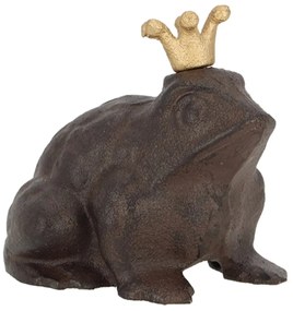 Záhradná liatinová figúrka Prince Frog, 11,5x13 cm, hnedá