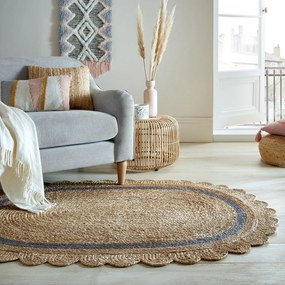 Flair Rugs koberce Kusový koberec Grace Jute Natural/Grey ovál - 80x230 ovál cm