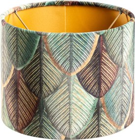 Zamatový tienidlo na lampu s dizajnom listov a zlatým vnútorným povrchom 18/18/14