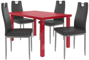 Jedálenský set 1 + 4 Belini červený / čierne Roberto ROB/0/ZES/R/4B