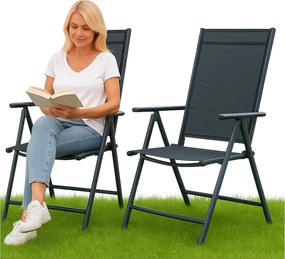 TRENDIE Záhradné stoličky s polohovateľným operadlom sada 2ks sivé