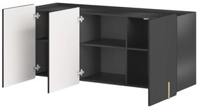 Závesná komoda Malmi 150 cm - čierny mat / zlatá