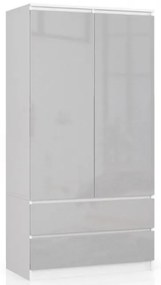 Skriňa S 90 cm 2D 2SZ CLP metalická, lesk