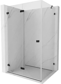 Mexen Lunar-F, skladací sprchový kút ľavý 100 x 80 cm, 8mm číre sklo, čierny profil, 836-100-080-70-00-L