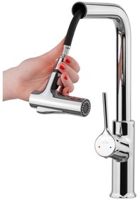 Invena Farsala, vysoká drezová batéria s 2-funkčnou výsuvnou výlevkou h-369, chrómová, INV-BZ-40-L01-S