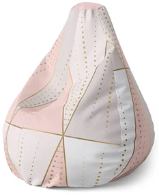 Sablio Sedací vak Pear Ružovo-šedé ihlany - 140 x 100 x 25 cm
