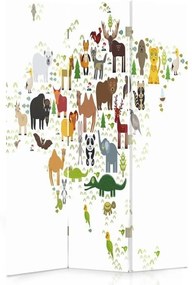 Gario Paraván Mapa sveta so zvieratami Rozmery: 110 x 170 cm, Prevedenie: Klasický paraván