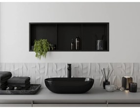 Mexen X-Wall-R, polička na zapustenie na obklad s golierom 90 x 30 cm, čierna matná, 1970903010S