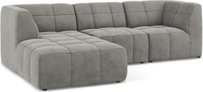 Sivá zamatová rohová pohovka (ľavý roh/s leňoškou) Aloha – Makamii