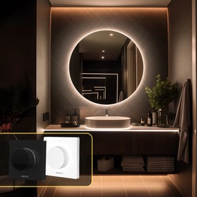 LED zrkadlo okrúhle Romantico ⌀60cm teplá biela - diaľkový ovládač Farba diaľkového ovládača: Biela