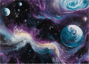 Sklenený obraz - Maľovaný vesmír (70x50 cm)