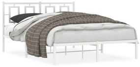 Kovový rám postele s čelom biely 135x190 cm 374289