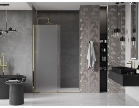 Mexen Velar, posuvné sprchové dvere do otvoru 130 cm, 8mm sklo námraza, zlatá lesklá, 871-130-000-31-50