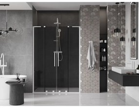 Mexen Velar L Duo, posuvné sprchové dvere do otvoru 150 cm, 8mm šedé sklo, biela matná, 871-150-003-42-20