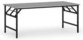 Konferenčný stôl FAST READY, 180x90 cm, čierna podnož, sivá